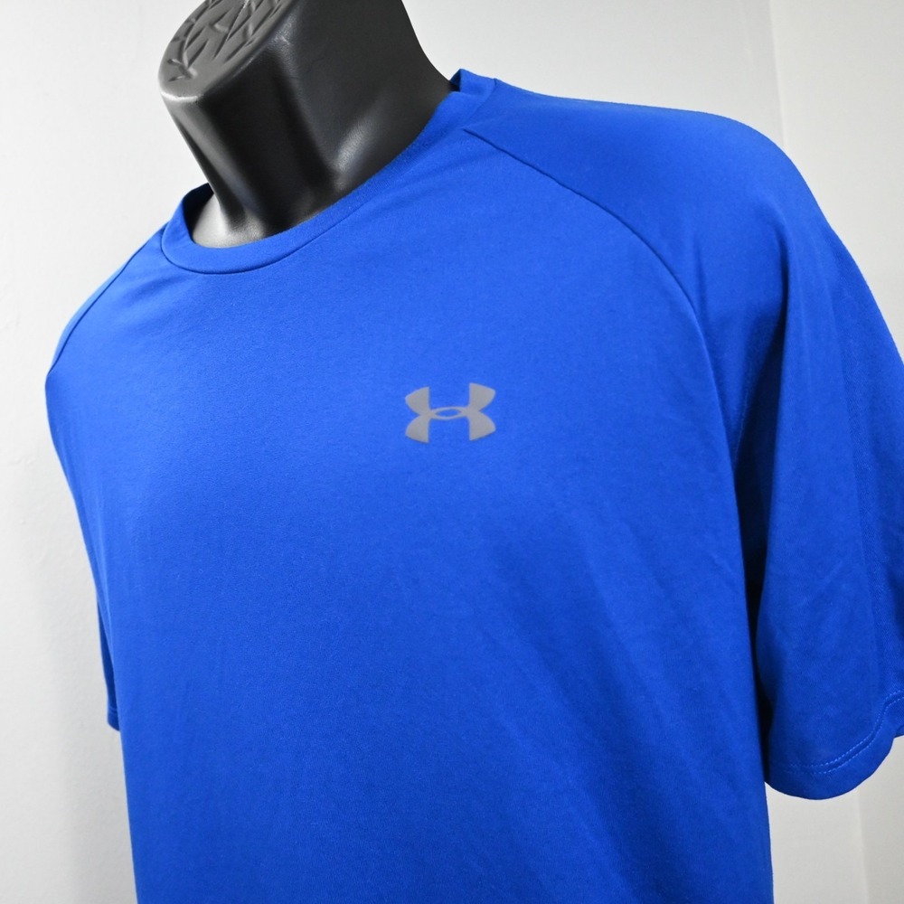 Under Armour Tech Tee Gym Shirt Blue Performance Short Sleeve Mens Size XL